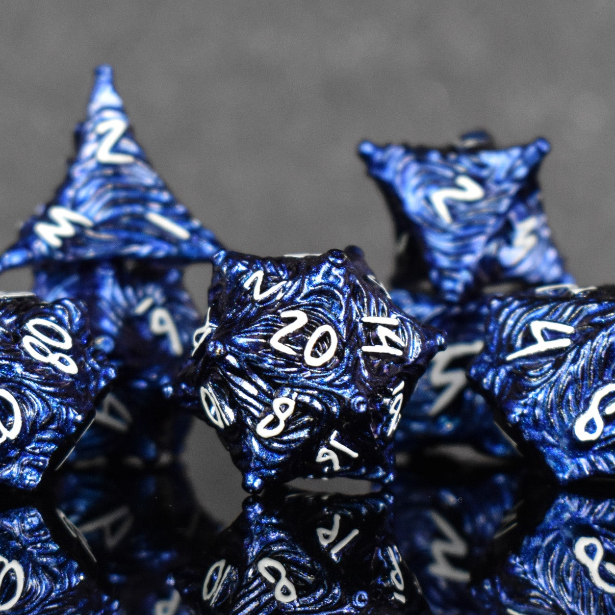 Pre-Order || Vortex Warp Metal Dice Set - Pearlescent Blue