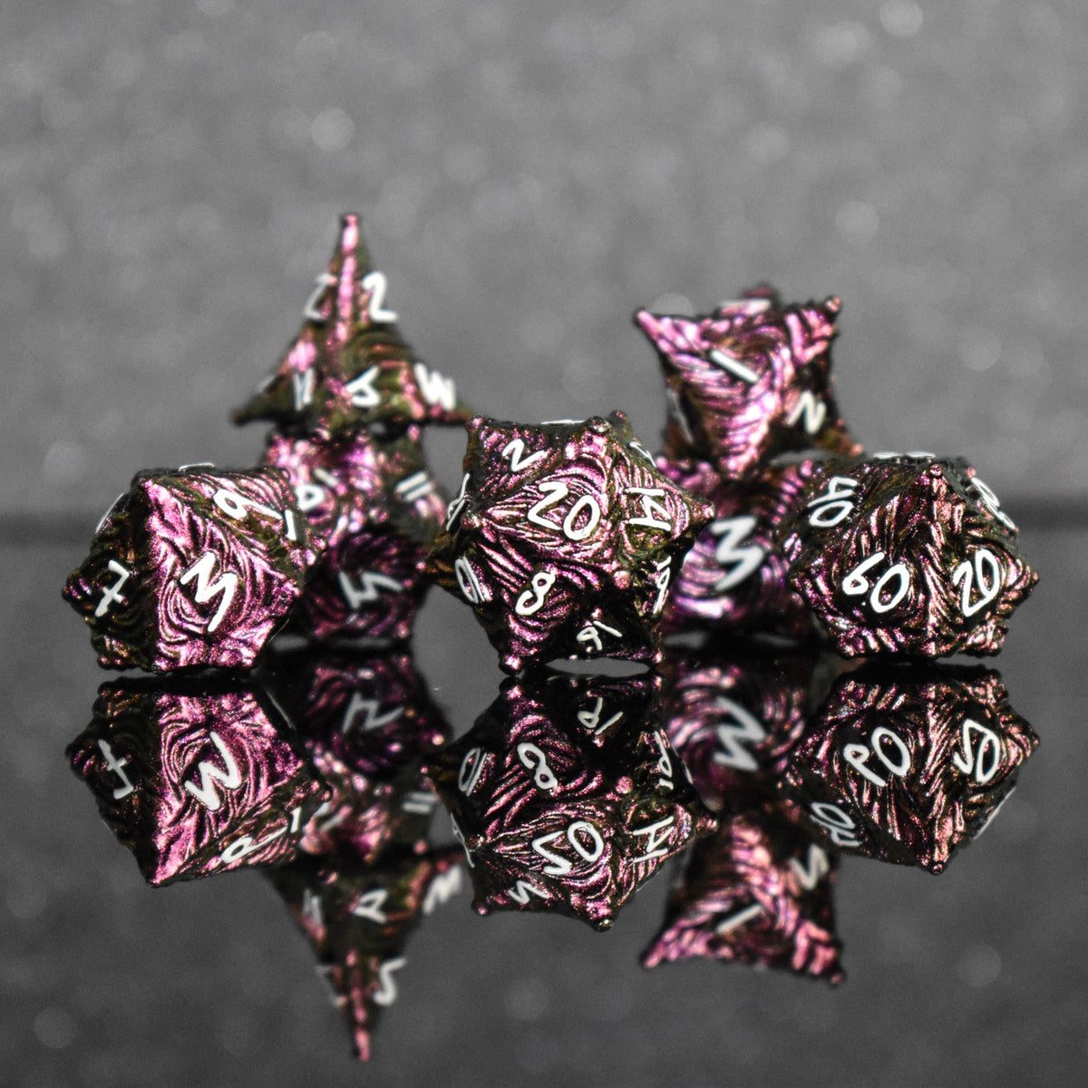 Pre-Order || Vortex Warp Metal Dice Set - Pearlescent Magenta