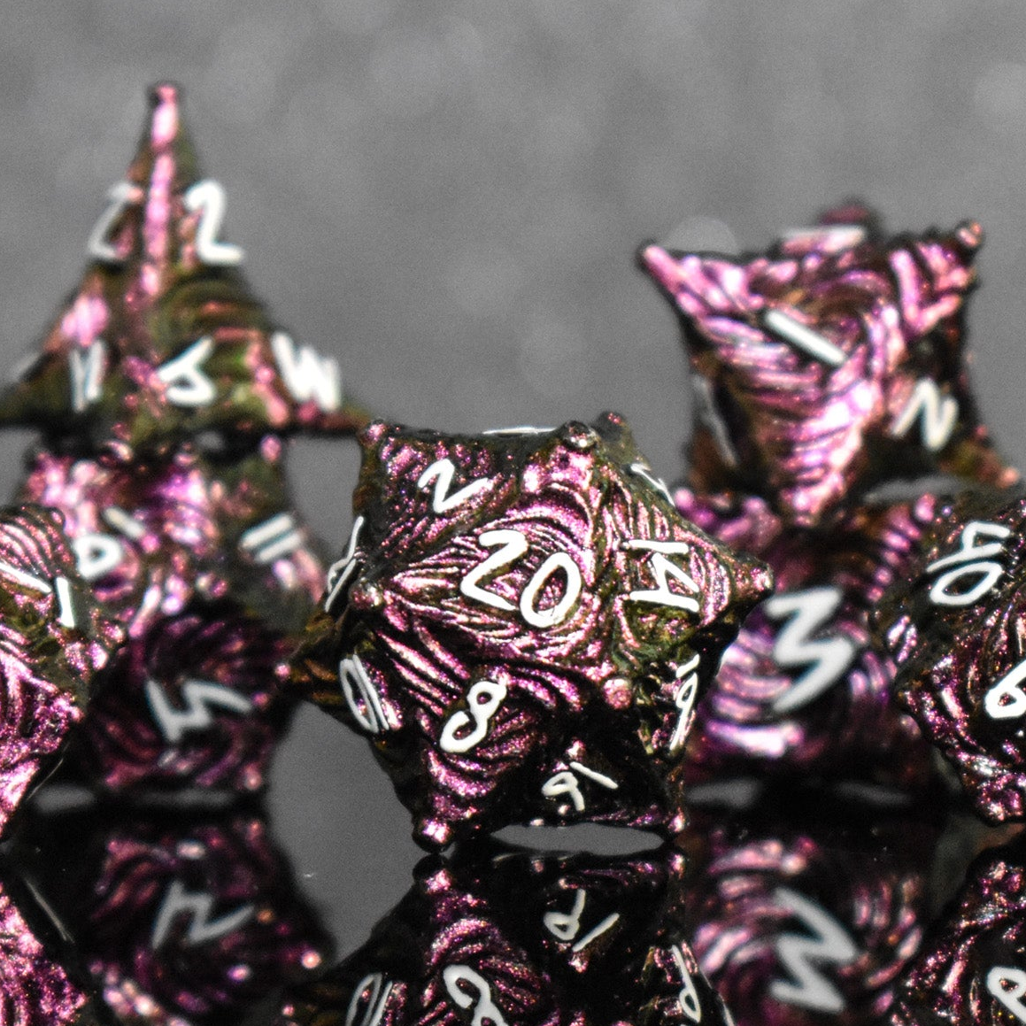 Pre-Order || Vortex Warp Metal Dice Set - Pearlescent Magenta
