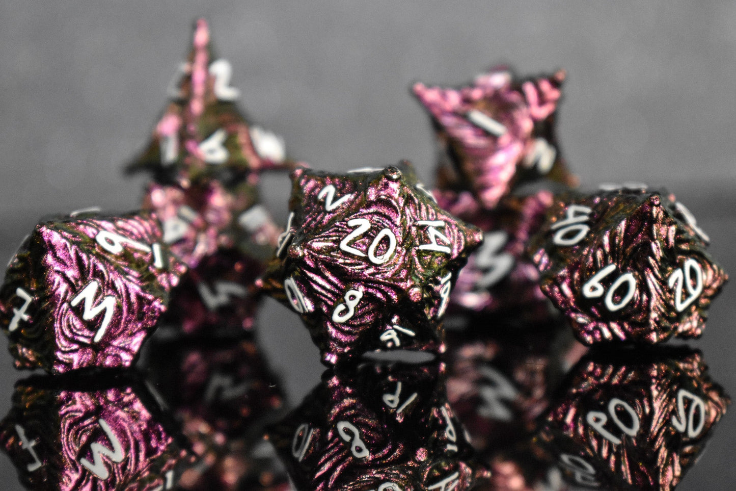 Pre-Order || Vortex Warp Metal Dice Set - Pearlescent Magenta