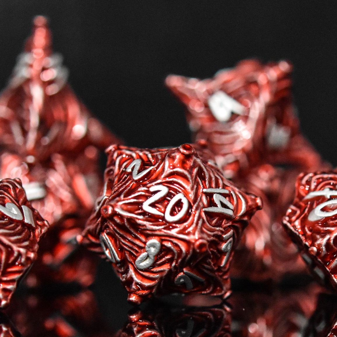 Pre-Order || Vortex Warp Metal Dice Set - Red