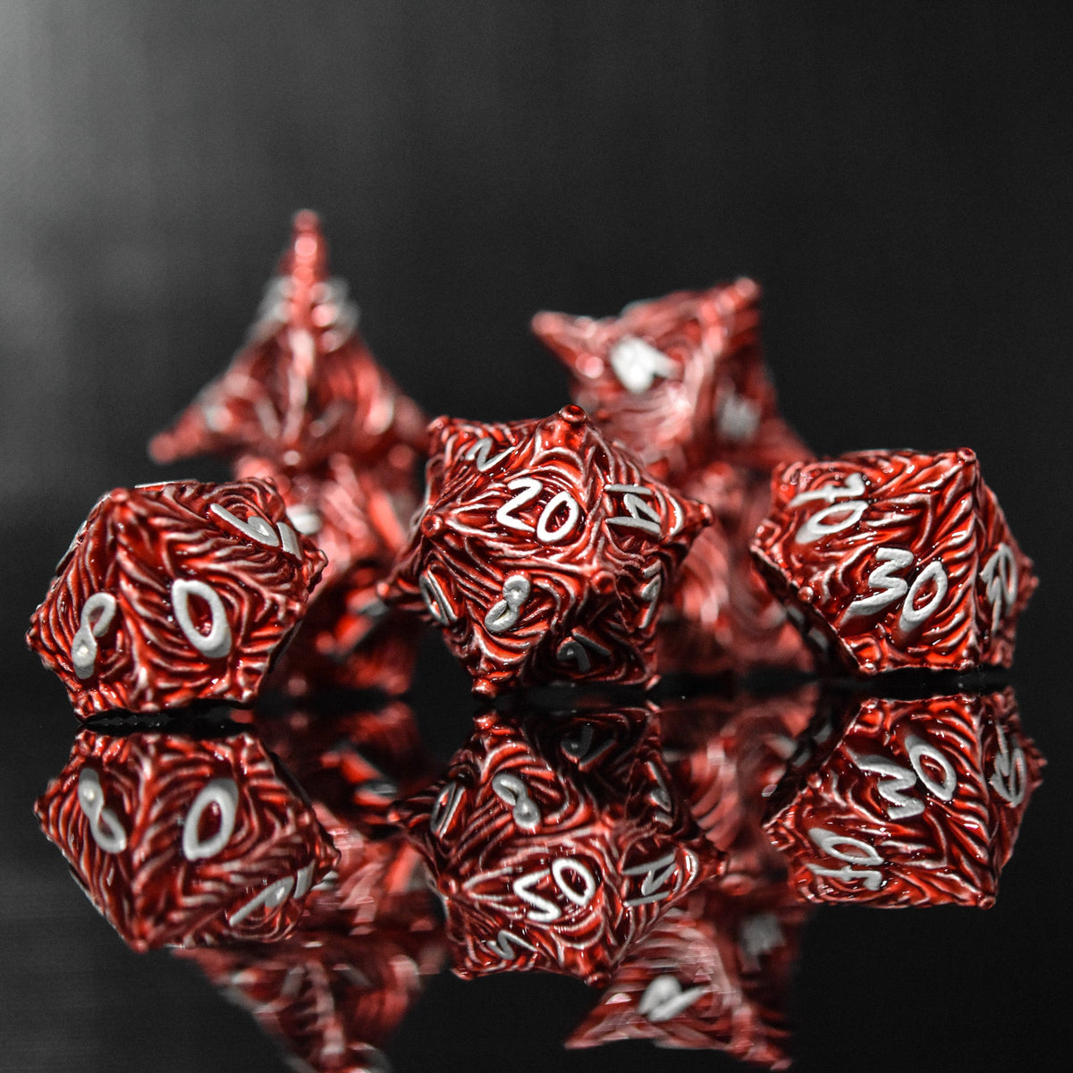 Pre-Order || Vortex Warp Metal Dice Set - Red
