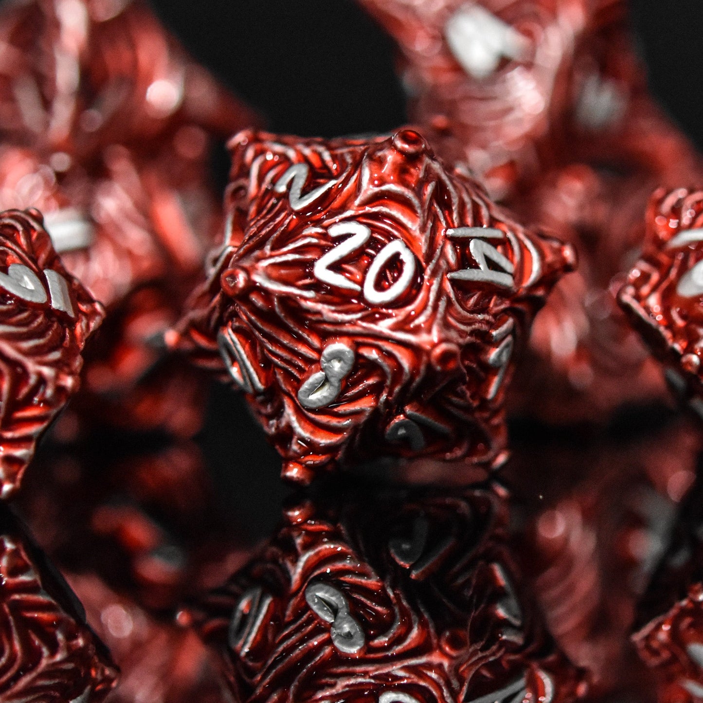 Pre-Order || Vortex Warp Metal Dice Set - Red