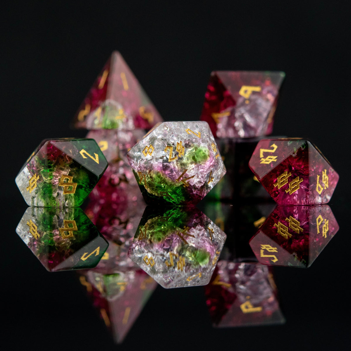 Pre-Order || Watermelon Shattered Glass Dice Set