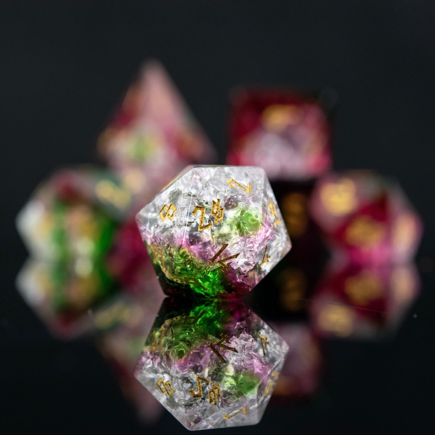 Pre-Order || Watermelon Shattered Glass Dice Set