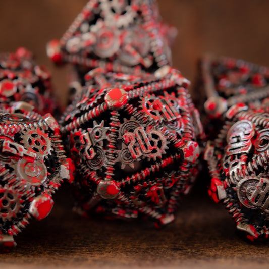 Pre-Order|| Weird West Wasteland Hollow Metal Dice Set - Blood Splatter