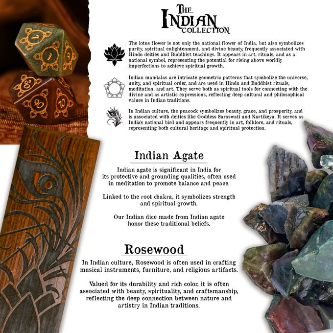 Pre-Order || Indian, Indian Agate Stone Dice Set - Dice Around the World Collection