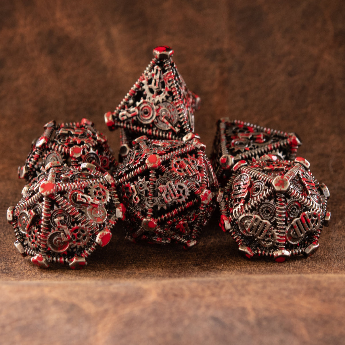 Pre-Order|| Weird West Wasteland Hollow Metal Dice Set - Blood Splatter