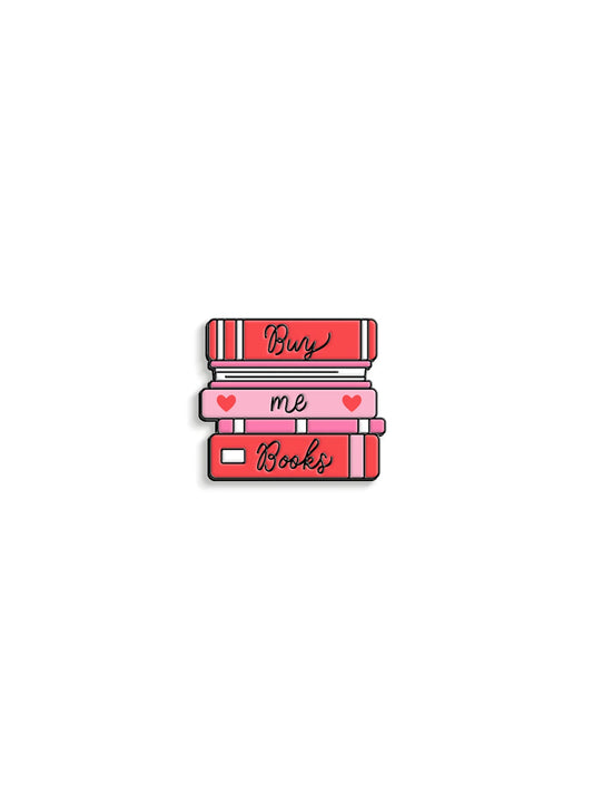 Buy Me A Book Stack enamel pin