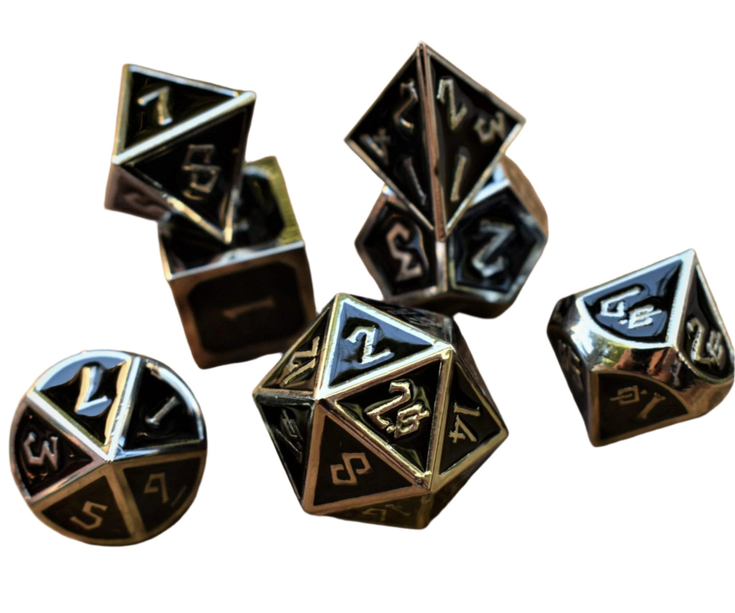 Elder Runes Silver And Shadow Metal Dice Set