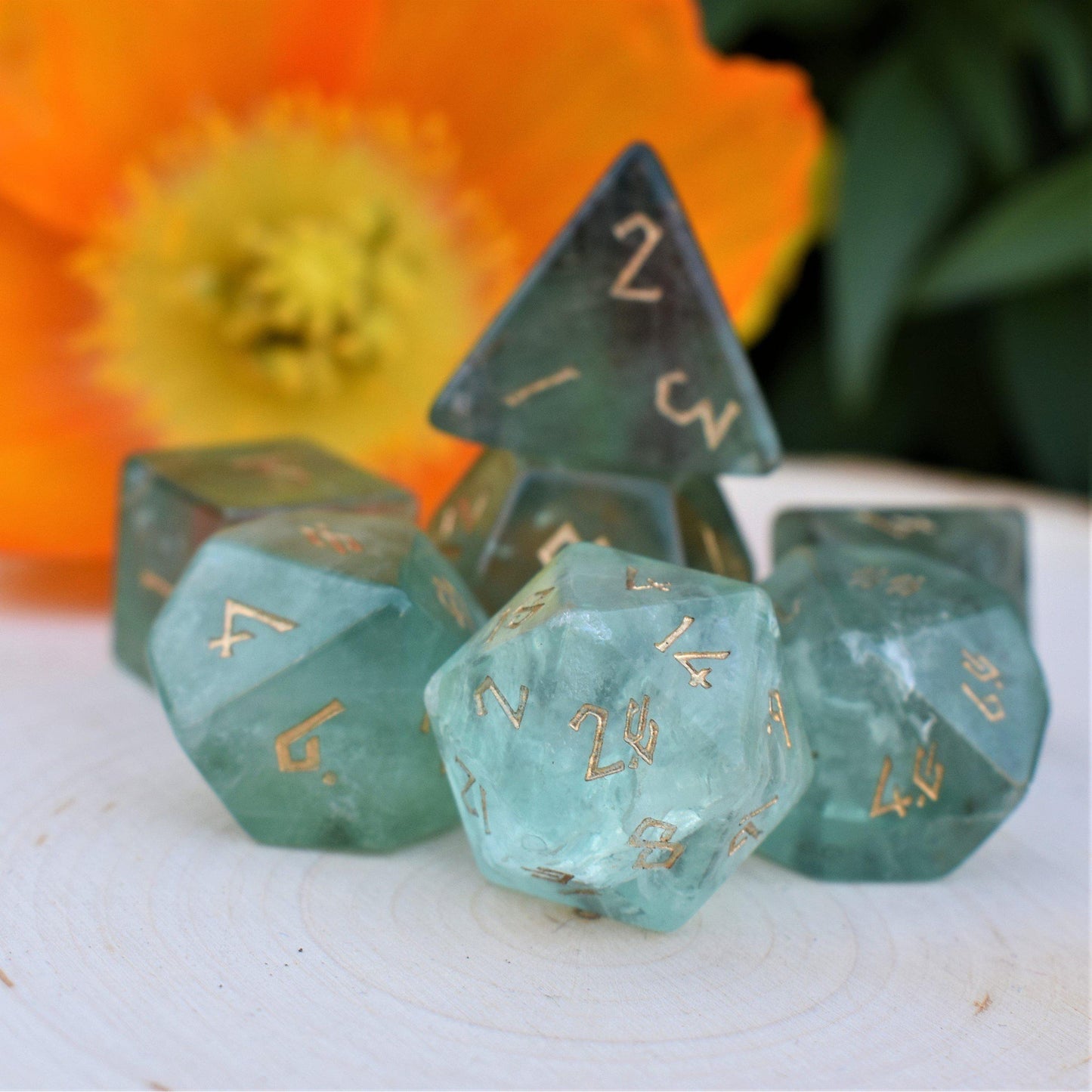Pre-Order || Green Fluorite Stone Dice Set