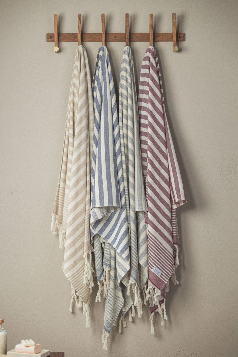 High Tide Collection Turkish Beach Towels - 34” x 70”, Organic Turkish Cotton with Terry Backing