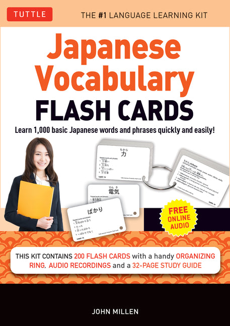 Japanese Vocabulary Flash Cards Kit: Learn 1000 Basic Japanese Words and Phrases Quickly and Easily! (Boxed Set of 200 Double-Sided Flash Cards with S