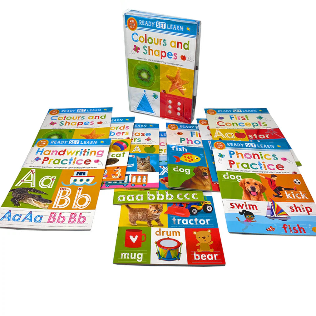 Ready Set Learn 10 Early Learning Wipe Clean Books Set – Interactive Preschool Activity Books for Fun Learning, Writing Practice & Skill-Building! - 10 book set - Paperback